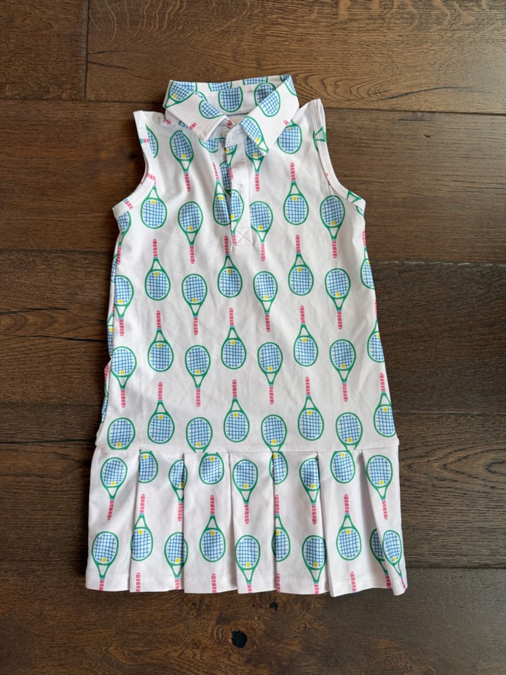 Cecil & Lou Sleeveless Pink Tennis Racket Print Kids Dress